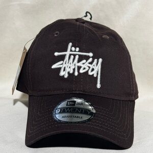 Stussy Dark Brown Cap with White Logo